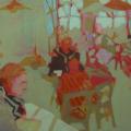 "Bistrot rouge" acrylique env.90x100 cm.